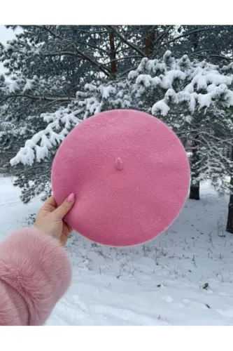 Fransız Ressam Avusturalya Yün Keçe Bere Açık Pembe - keceberegoldmine - 2