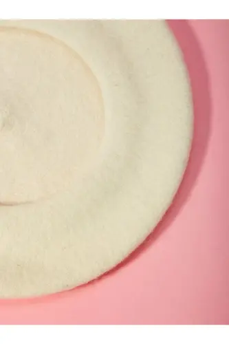 Fransız Ressam Avusturalya Yün Keçe Bere Ekru-Ekru - 6