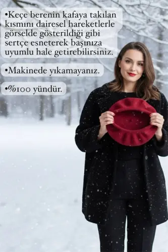 Fransız Ressam Avusturalya Yün Keçe Bere Ekru - Ekru - 7