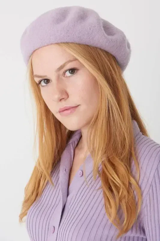 Fransız Ressam Avusturalya Yün Keçe Bere Lila-Lila - 1