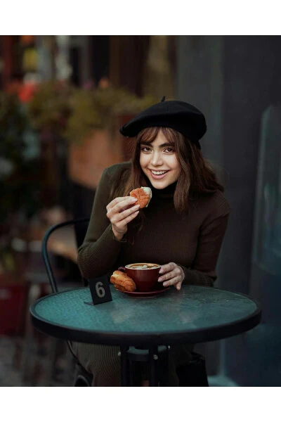 Fransız Ressam Avusturalya Yünü Keçe Bere Siyah-Siyah - Modazone