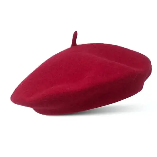 French Wool Beret Hat - Classic Stretchable - One Size Fits Most - Solid Color - Stylish Chic Parisian - 1