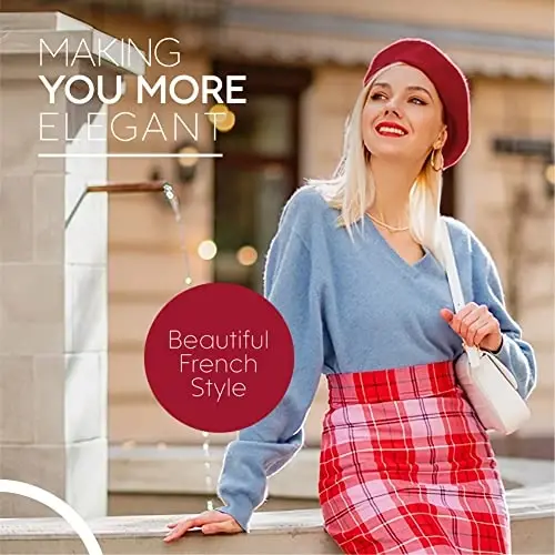 French Wool Beret Hat - Classic Stretchable - One Size Fits Most - Solid Color - Stylish Chic Parisian - 2
