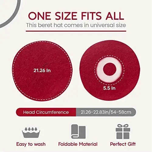 French Wool Beret Hat - Classic Stretchable - One Size Fits Most - Solid Color - Stylish Chic Parisian - 6