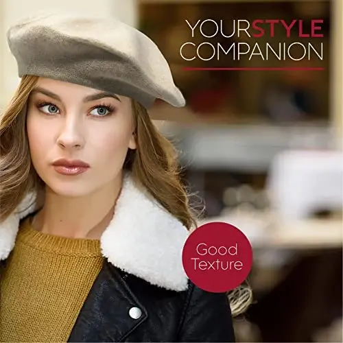 French Wool Beret Hat - Classic Stretchable - One Size Fits Most - Solid Color - Stylish Chic Parisian - Modazone (1)
