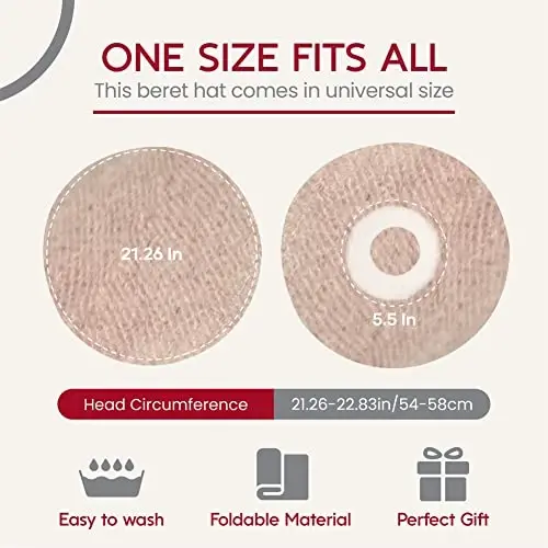 Pink French Wool Beret Hat - Classic Stretchable - One Size Fits Most - Solid Color - Stylish Chic Parisian - 6
