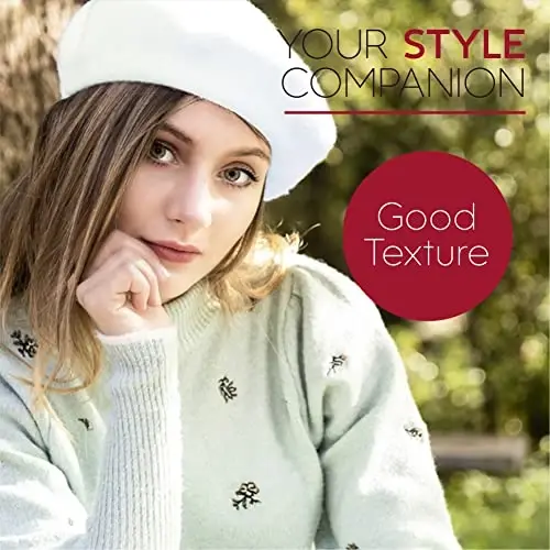French Wool Beret Hat - Classic Stretchable - One Size Fits Most - Solid Color - Stylish Chic Parisian - 2
