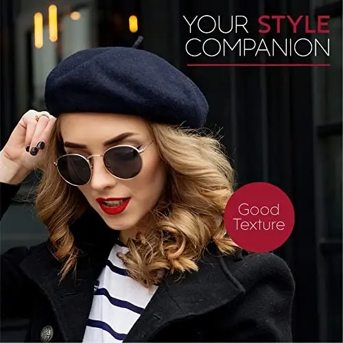 French Wool Beret Hat - Classic Stretchable - One Size Fits Most - Solid Color - Stylish Chic Parisian - Modazone (1)