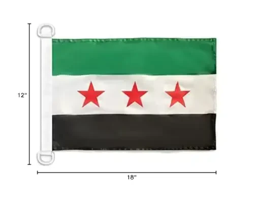 Free Syrian Army NAUTICAL Flag 18'' x 12'' - Army of Syria flags 30 x 45 cm. - Banner 12x18 in for boat - AZ FLAG - 5