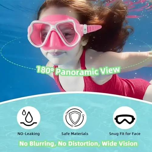 Freela 2 Pack Kids Swim Goggles Mask for Boys Girls 3-14, Tempered Glass Lens 180° HD View with Nose Cover for Pool Beach - 3