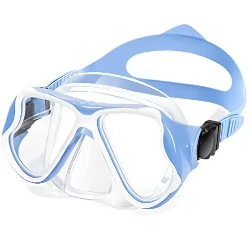 Freela 2 Pack Kids Swim Goggles Mask for Boys Girls 3-14, Tempered Glass Lens 180° HD View with Nose Cover for Pool Beach - 1