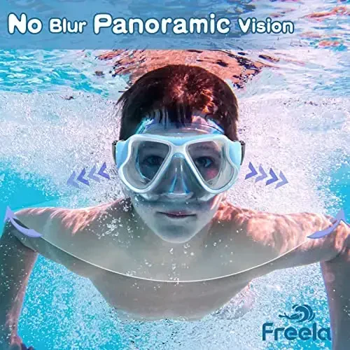 Freela 2 Pack Kids Swim Goggles Mask for Boys Girls 3-14, Tempered Glass Lens 180° HD View with Nose Cover for Pool Beach - MODAZONE (1)