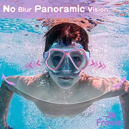 Freela 2 Pack Kids Swim Goggles Mask for Boys Girls 3-14, Tempered Glass Lens 180° HD View with Nose Cover for Pool Beach - MODAZONE (1)