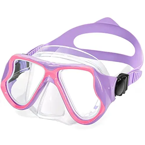 Freela 2 Pack Kids Swim Goggles Mask for Boys Girls 3-14, Tempered Glass Lens 180° HD View with Nose Cover for Pool Beach - 1