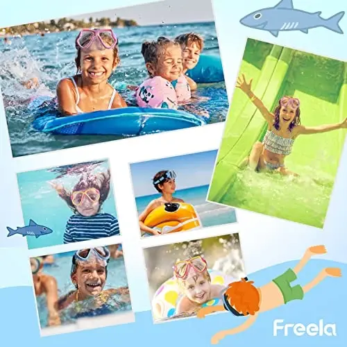 Freela 2 Pack Kids Swim Goggles Mask for Boys Girls 3-14, Tempered Glass Lens 180° HD View with Nose Cover for Pool Beach - 6