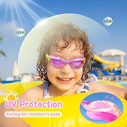 Freela Kids Swim Goggles, 2 Packs Swimming Goggles for Kids 3-14, Boys Girls Swim Goggles Anti Fog UV Protection No Leaking - 12