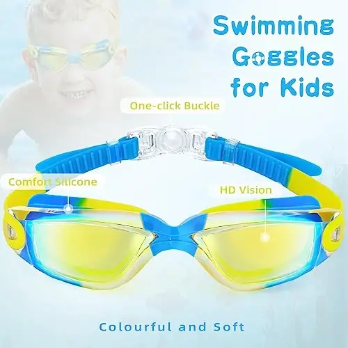 Freela Kids Swim Goggles, 2 Packs Swimming Goggles for Kids 3-14, Boys Girls Swim Goggles Anti Fog UV Protection No Leaking - FREELA (1)