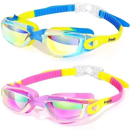 Freela Kids Swim Goggles, 2 Packs Swimming Goggles for Kids 3-14, Boys Girls Swim Goggles Anti Fog UV Protection No Leaking - Modazone