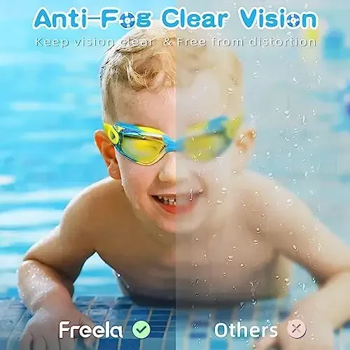 Freela Kids Swim Goggles, 2 Packs Swimming Goggles for Kids 3-14, Boys Girls Swim Goggles Anti Fog UV Protection No Leaking - 9