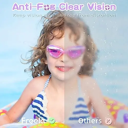 Freela Kids Swim Goggles, 2 Packs Swimming Goggles for Kids 3-14, Boys Girls Swim Goggles Anti Fog UV Protection No Leaking - 4