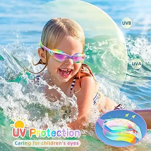 Freela Kids Swim Goggles, 2 Packs Swimming Goggles for Kids 3-14, Boys Girls Swim Goggles Anti Fog UV Protection No Leaking - 6