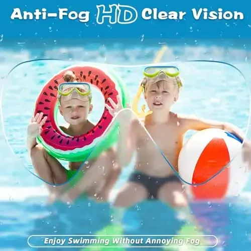 Freela Kids Swimming Goggles for 4-16 with Nose Cover, Anti-Fog No Leakage Swim Mask 180° Clear Vision Beach Pool Goggles - FREELA (1)
