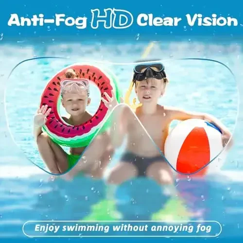Freela Kids Swimming Goggles for 4-16 with Nose Cover, Anti-Fog No Leakage Swim Mask 180° Clear Vision Beach Pool Goggles - 6