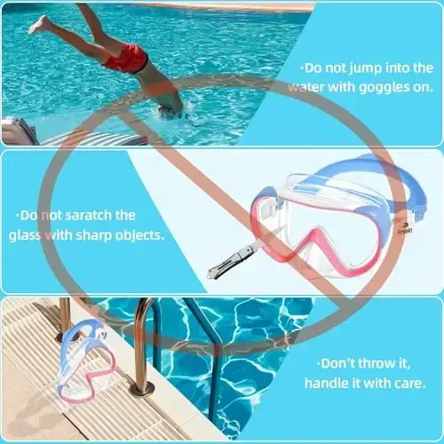 Freela Kids Swimming Goggles for 4-16 with Nose Cover, Anti-Fog No Leakage Swim Mask 180° Clear Vision Beach Pool Goggles - 7