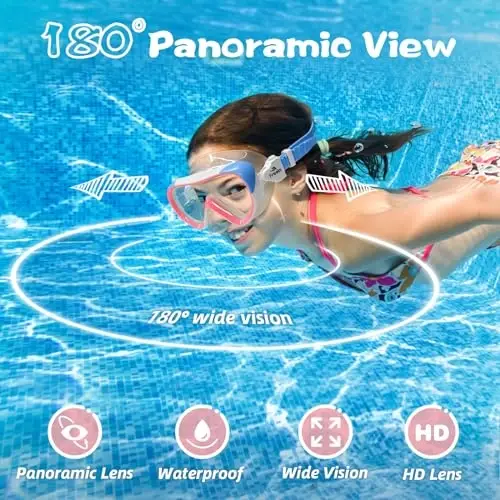 Freela Kids Swimming Goggles for 4-16 with Nose Cover, Anti-Fog No Leakage Swim Mask 180° Clear Vision Beach Pool Goggles - 2
