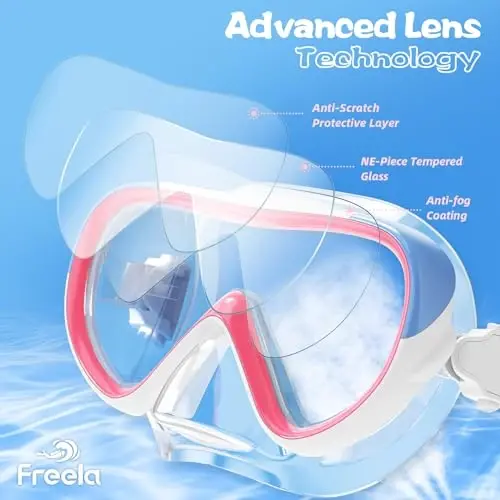 Freela Kids Swimming Goggles for 4-16 with Nose Cover, Anti-Fog No Leakage Swim Mask 180° Clear Vision Beach Pool Goggles - 3