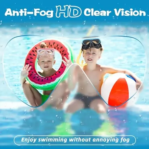 Freela Kids Swimming Goggles for 4-16 with Nose Cover, Anti-Fog No Leakage Swim Mask 180° Clear Vision Beach Pool Goggles - 6