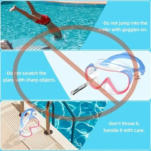 Freela Kids Swimming Goggles for 4-16 with Nose Cover, Anti-Fog No Leakage Swim Mask 180° Clear Vision Beach Pool Goggles - 7