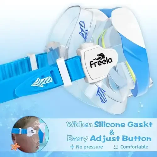 Freela Kids Swimming Goggles for 4-16 with Nose Cover, Anti-Fog No Leakage Swim Mask 180° Clear Vision Beach Pool Goggles - 5