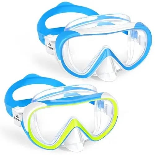 Freela Kids Swimming Goggles for 4-16 with Nose Cover, Anti-Fog No Leakage Swim Mask 180° Clear Vision Beach Pool Goggles - 1