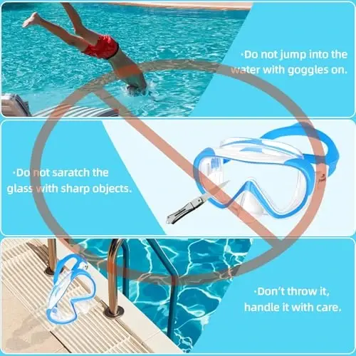 Freela Kids Swimming Goggles for 4-16 with Nose Cover, Anti-Fog No Leakage Swim Mask 180° Clear Vision Beach Pool Goggles - 7