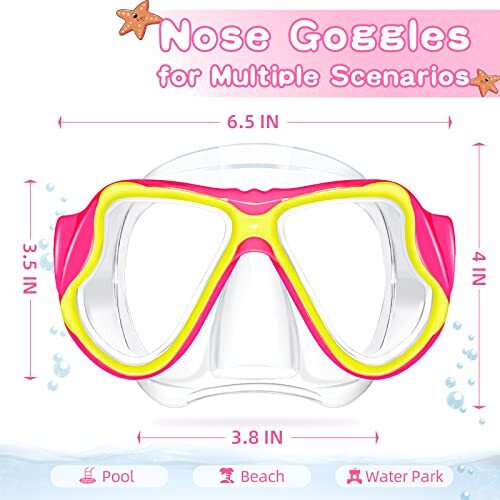 Freela 2 Pack Kids Swim Goggles Mask for Boys Girls 3-14, Tempered Glass Lens 180° HD View with Nose Cover for Pool Beach - 4