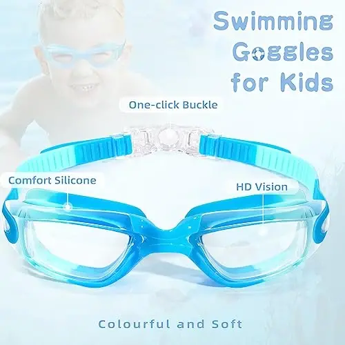Freela Kids Swim Goggles, 2 Packs Swimming Goggles for Kids 3-14, Boys Girls Swim Goggles Anti Fog UV Protection No Leaking - 2