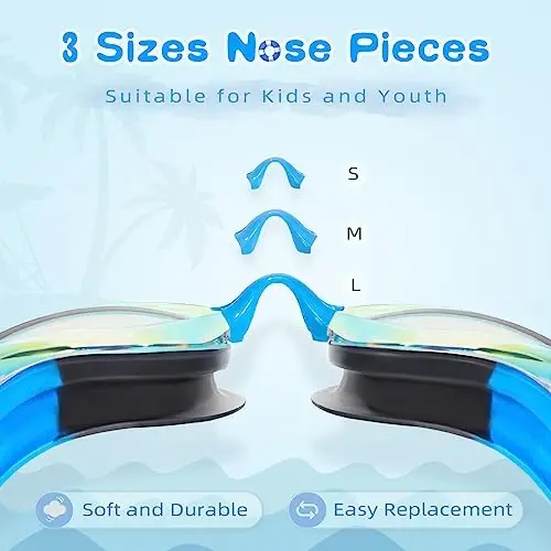 Freela Kids Swim Goggles, 2 Packs Swimming Goggles for Kids 3-14, Boys Girls Swim Goggles Anti Fog UV Protection No Leaking - 3