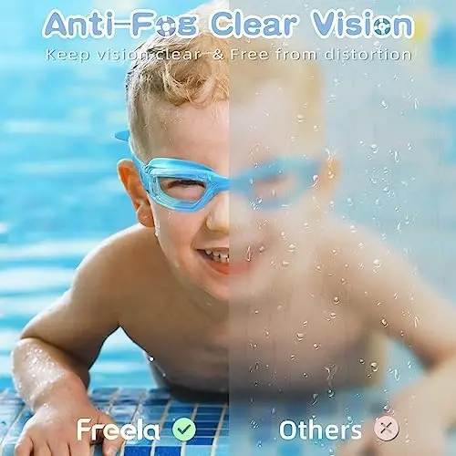 Freela Kids Swim Goggles, 2 Packs Swimming Goggles for Kids 3-14, Boys Girls Swim Goggles Anti Fog UV Protection No Leaking - 4