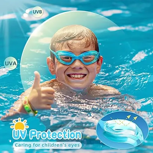 Freela Kids Swim Goggles, 2 Packs Swimming Goggles for Kids 3-14, Boys Girls Swim Goggles Anti Fog UV Protection No Leaking - 6