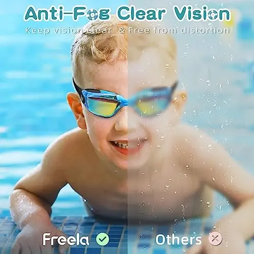 Freela Kids Swim Goggles, 2 Packs Swimming Goggles for Kids 3-14, Boys Girls Swim Goggles Anti Fog UV Protection No Leaking - 4