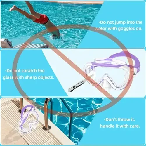 Freela Kids Swimming Goggles for 4-16 with Nose Cover, Anti-Fog No Leakage Swim Mask 180° Clear Vision Beach Pool Goggles - 7