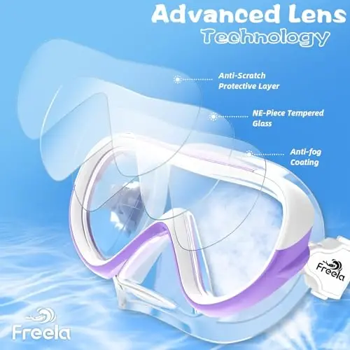 Freela Çocuklar İçin Yüzme Gözlüğü 3-15 Yaş, Burun Koruyucu, Temperli Cam Lens Anti-Buğu, Sızdırmaz Dalış Maskesi 180° Net Görüş - FREELA (1)