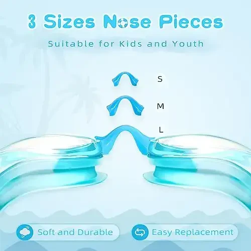 Freela Kids suzish ko'zoynaklari, 3-14 yoshdagi bolalar uchun 2 ta paketli suzish ko'zoynaklari, o'g'il bolalar qizlar uchun suzish ko'zoynaklari tumanlanishga qarshi UV himoyasi oqmaydi - 3