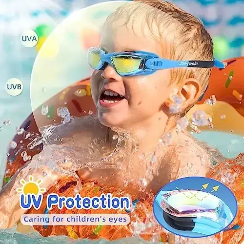 Freela Kids Swim Goggles, 2 Packs Swimming Goggles for Kids 3-14, Boys Girls Swim Goggles Anti Fog UV Protection No Leaking - 6