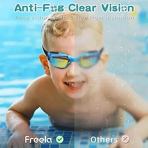 Freela Kids Swim Goggles, 2 Packs Swimming Goggles for Kids 3-14, Boys Girls Swim Goggles Anti Fog UV Protection No Leaking - 4