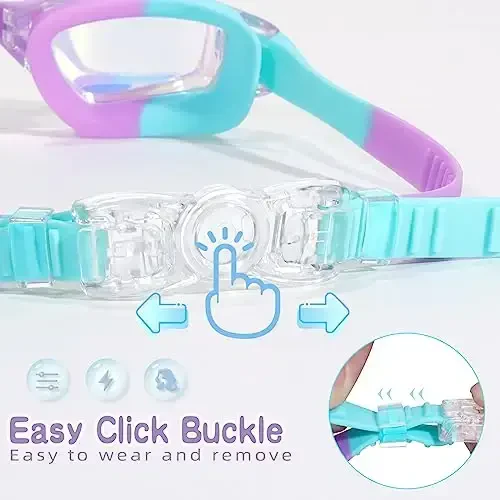 Freela Kids Swim Goggles, 2 Packs Swimming Goggles for Kids 3-14, Boys Girls Swim Goggles Anti Fog UV Protection No Leaking - 5