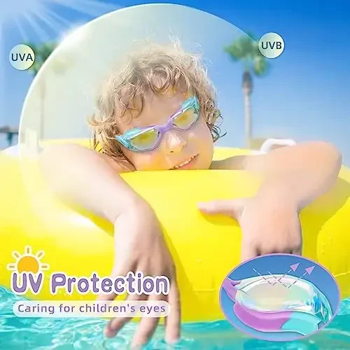 Freela Kids Swim Goggles, 2 Packs Swimming Goggles for Kids 3-14, Boys Girls Swim Goggles Anti Fog UV Protection No Leaking - 6