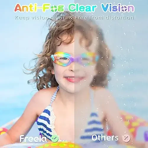 Freela Kids Swim Goggles, 2 Packs Swimming Goggles for Kids 3-14, Boys Girls Swim Goggles Anti Fog UV Protection No Leaking - 4
