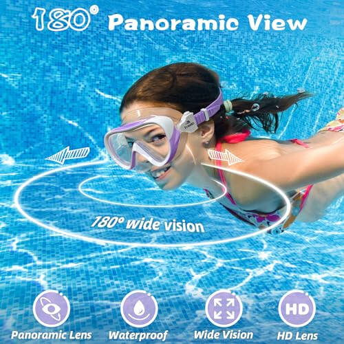 Freela Kids Swim Goggles for Kids 3-15 with Nose Cover, Tempered Glass Lens Anti-Fog No Leakage Diving Mask 180° Clear Vision - 5